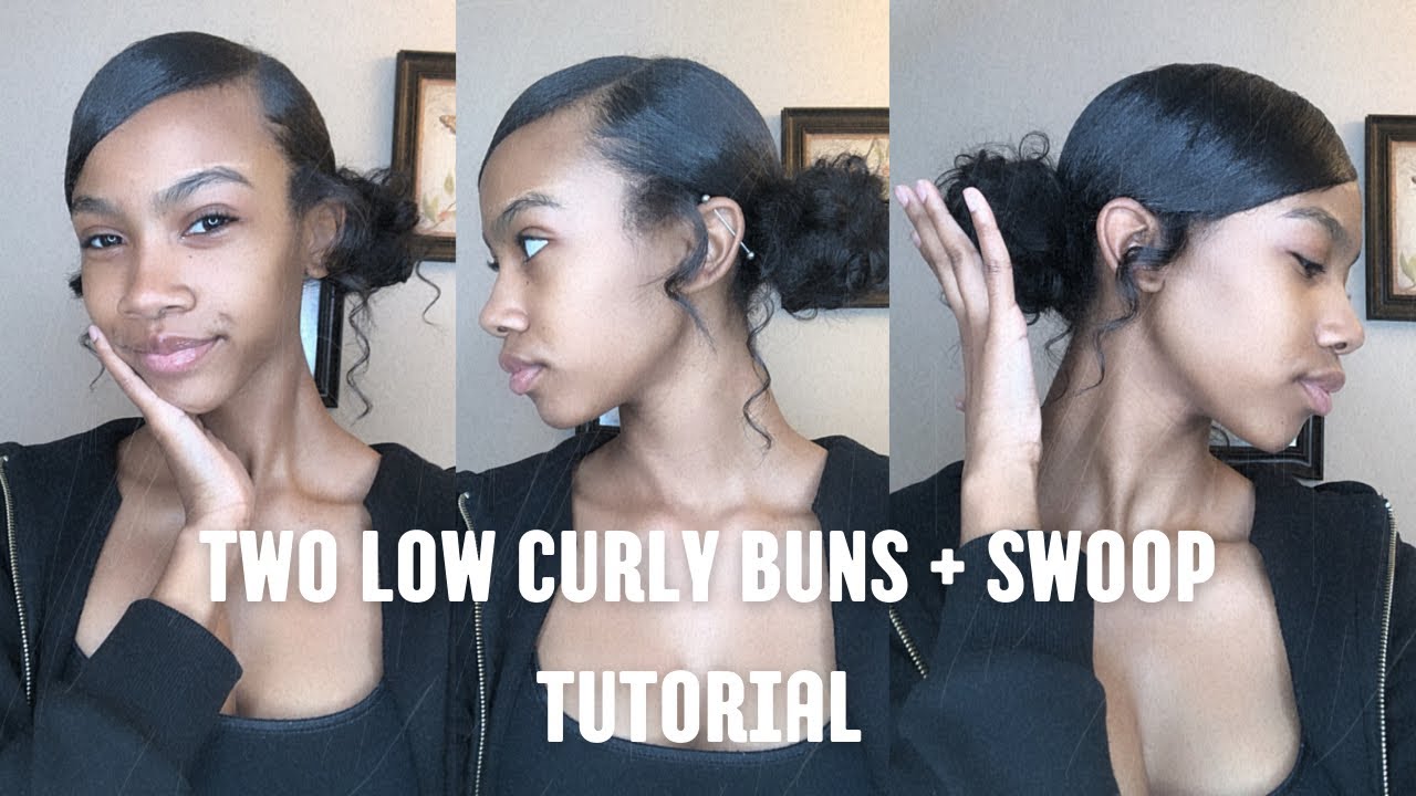 two low curly buns + swoop tutorial . | carmen ayanna