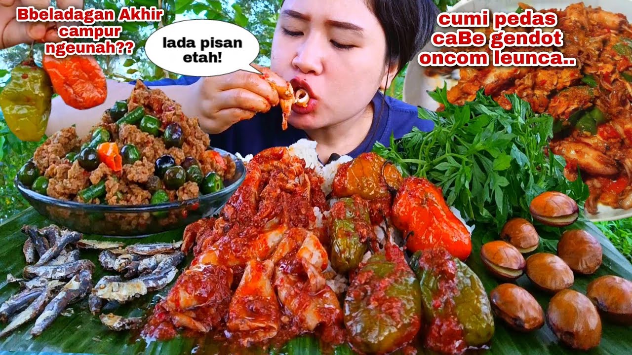 MENU NDESO CEUNAH⁉️ CUMI CABE GENDOT ONCOM LEUNCA LALAPAN JENGKOL MENTAH DAUN KENIKIR IKAN ASIN 