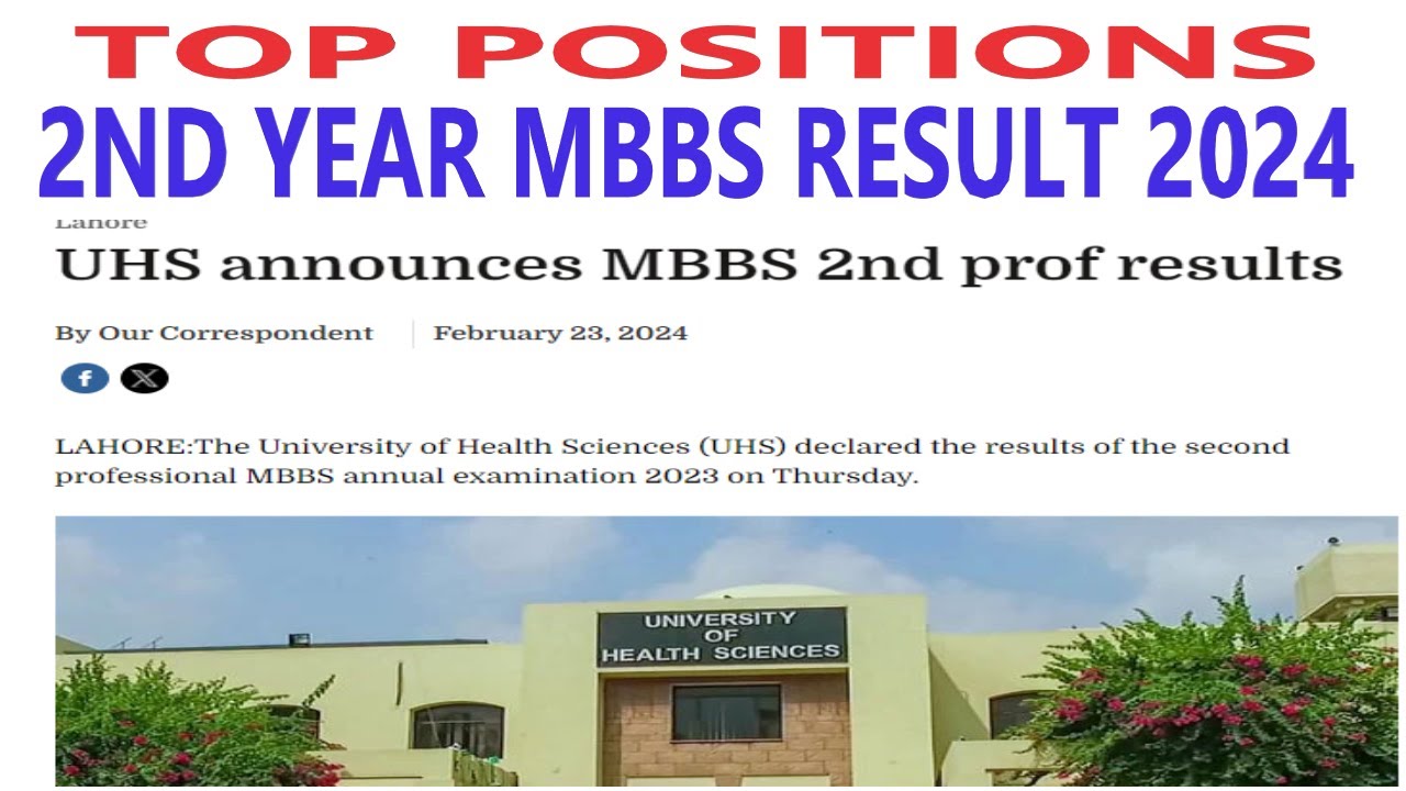 UHS LAHORE RESULT ANNOUNCED 2ND PROF MBBS TOP POSITIONS 2024