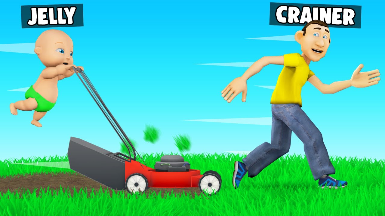 CRAZY BABY With A LAWN MOWER Vs DAD! (Who's Your Daddy)