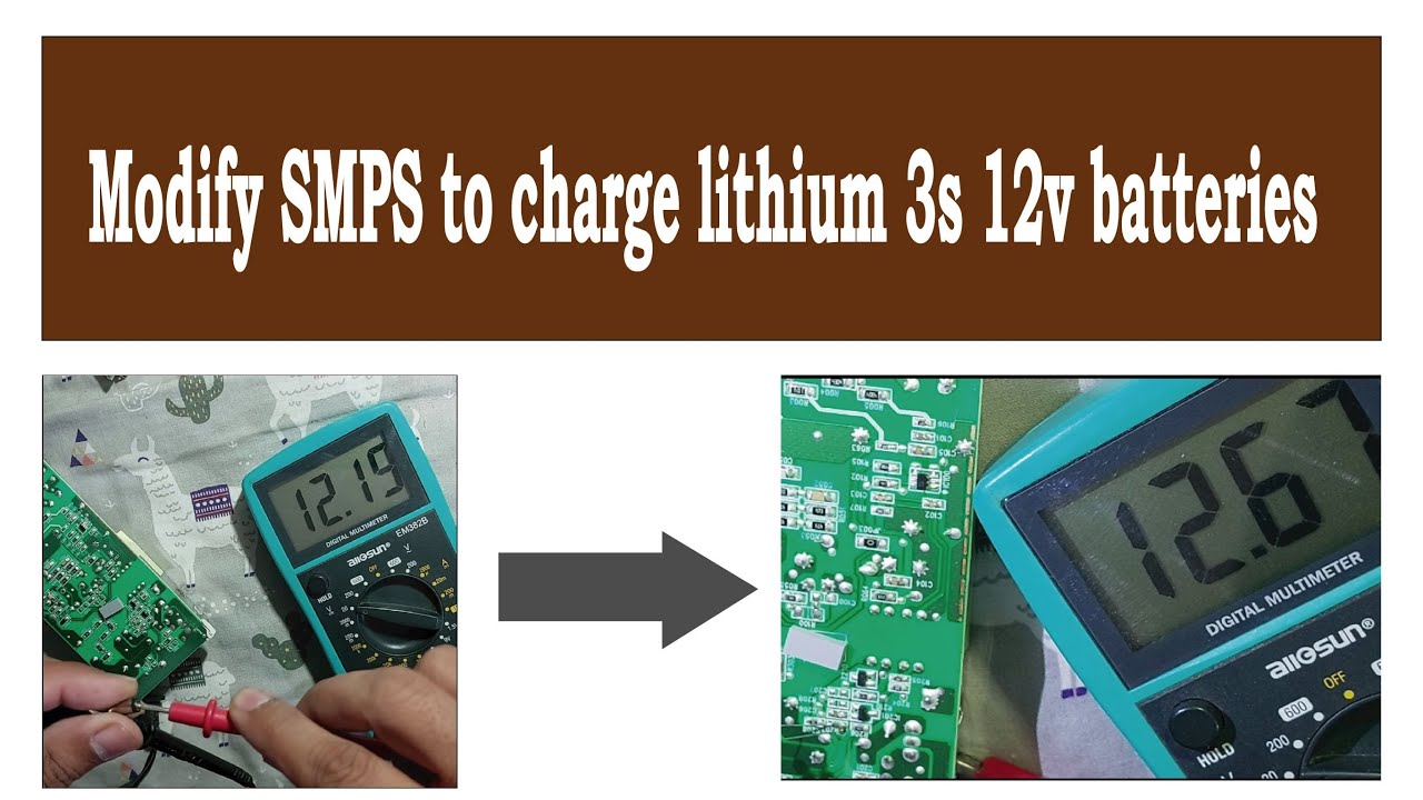 How to modify 12v dc SMPS to fully charge 3s lithium-ion batteries. SMD Gb1 voltage detector ic.