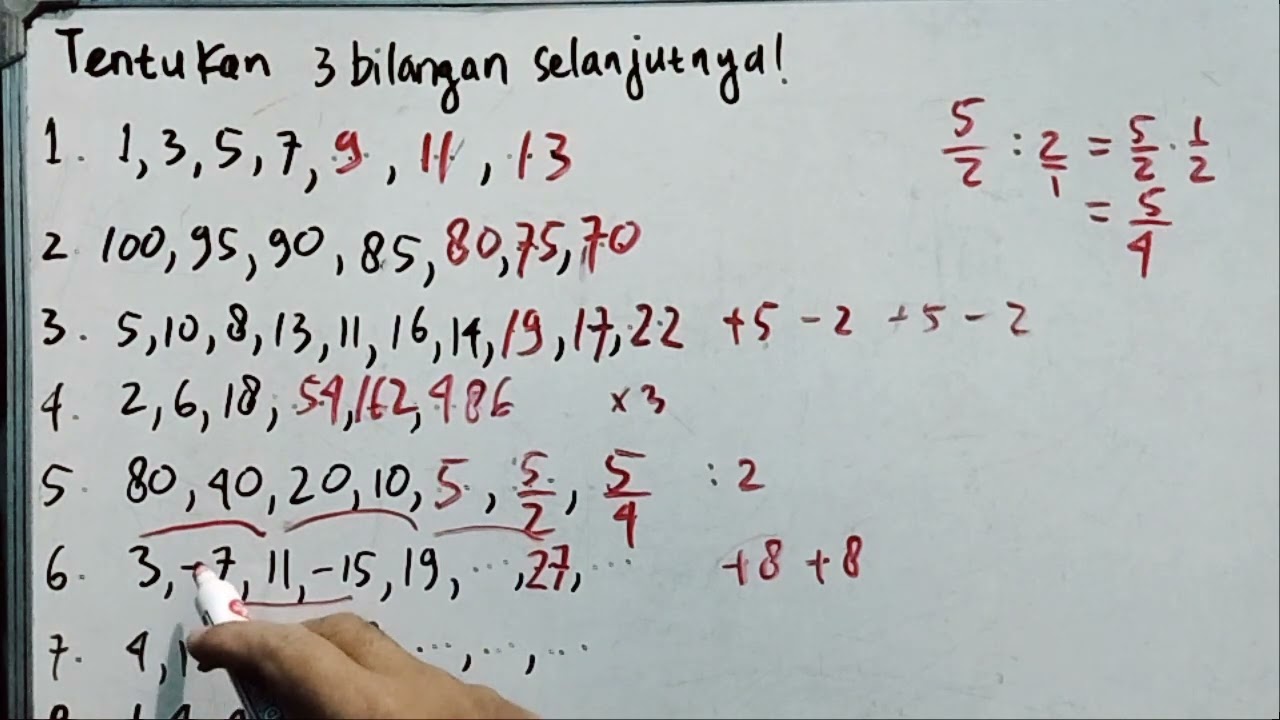 Pola Bilangan - Menentukan 3 Bilangan Selanjutnya