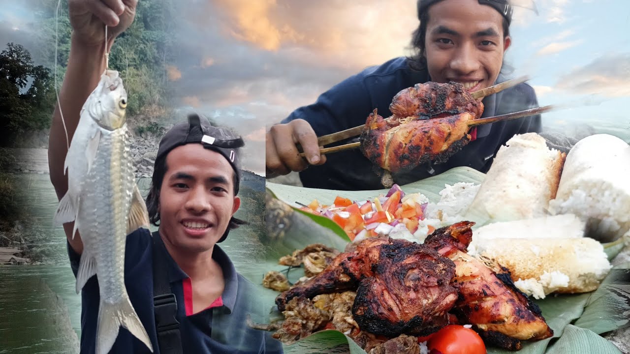Cook and Eat by the Riverside || Fishing & Roasting ||