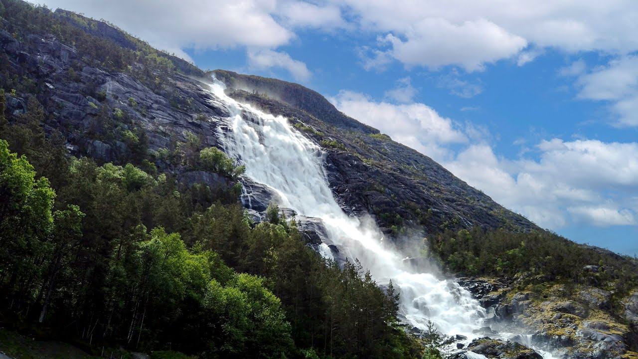 Langfoss waterfall Norway 4k