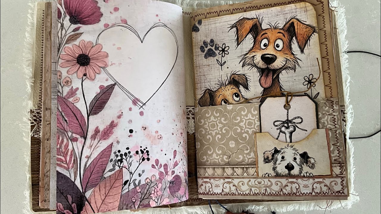 Mans Best Friend handmade doggy themed junk journal full flip through  