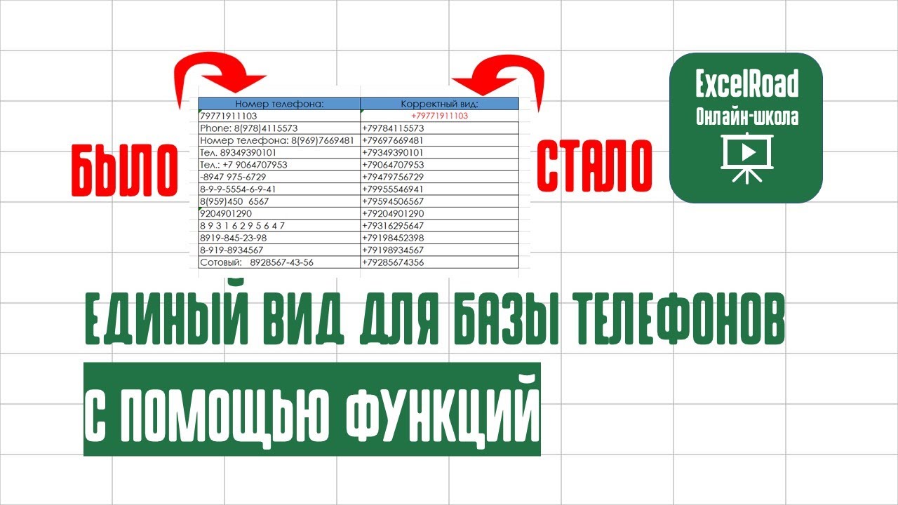Как привести номера телефонов к единому виду в Excel