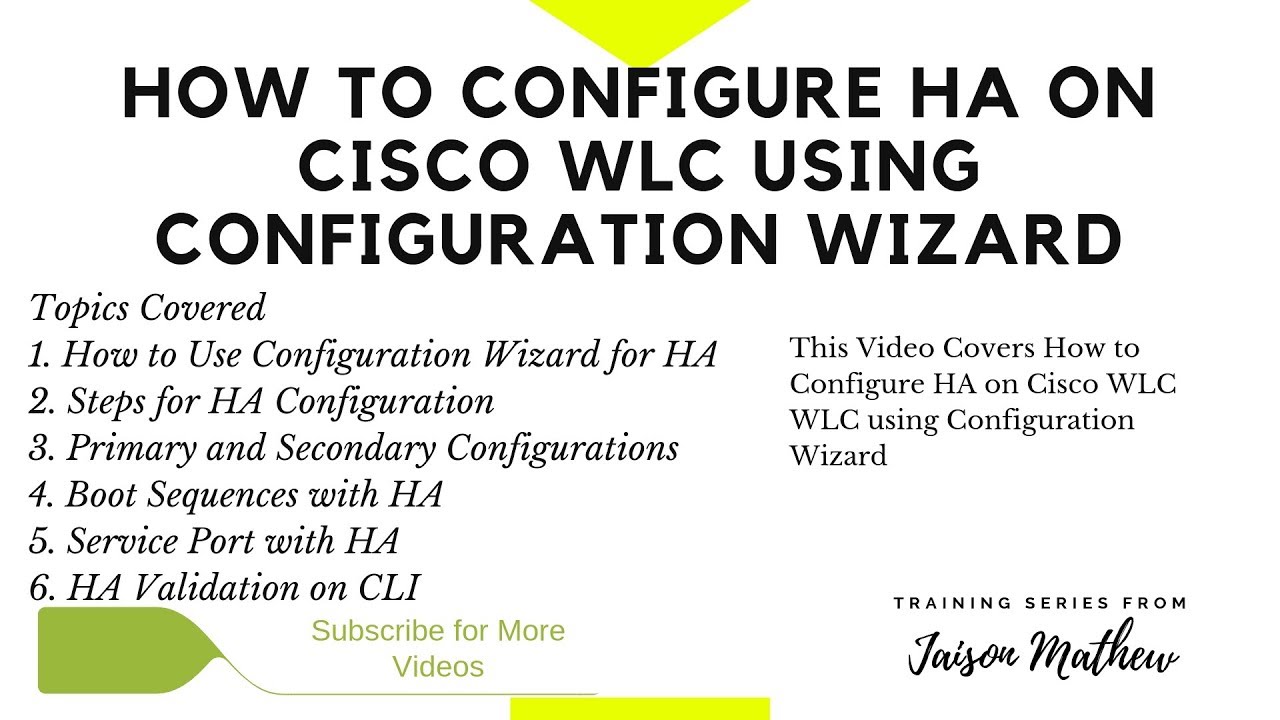 Как настроить HA на Cisco WLC с помощью мастера настройки