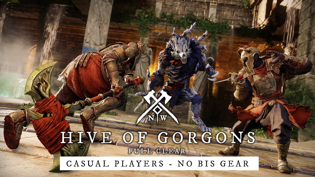 New World Aeternum Hive of Gorgon's Full Raid clear with Chill No Bis gear Casual Team of players