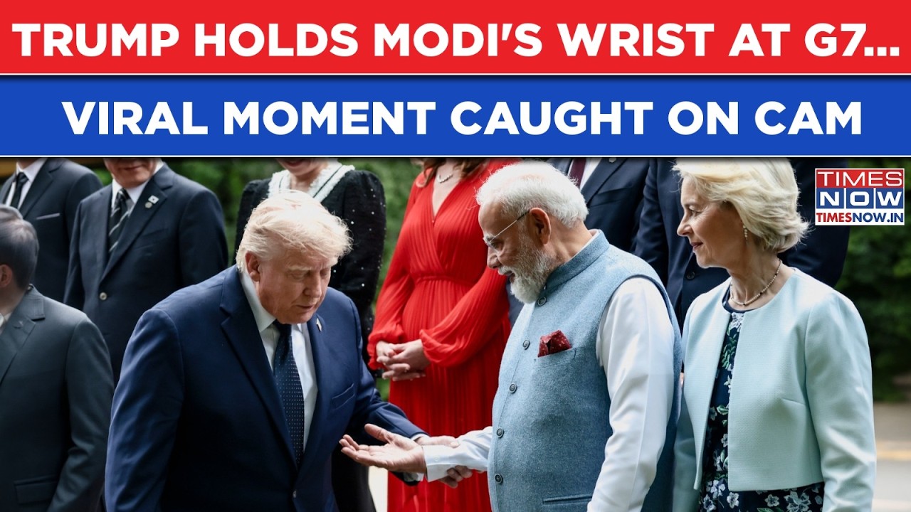 G7: Trump Holds Modi&rsquo;s Wrist While Climbing Stairs | Watch World Leaders&rsquo; Reax To Group Photo Moment