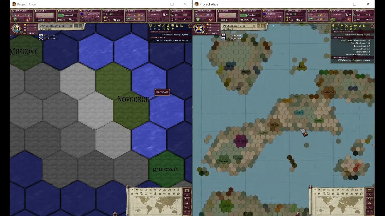 Preview of simultaneous turns multiplayer. No2. Persistent Project Alice mod.
