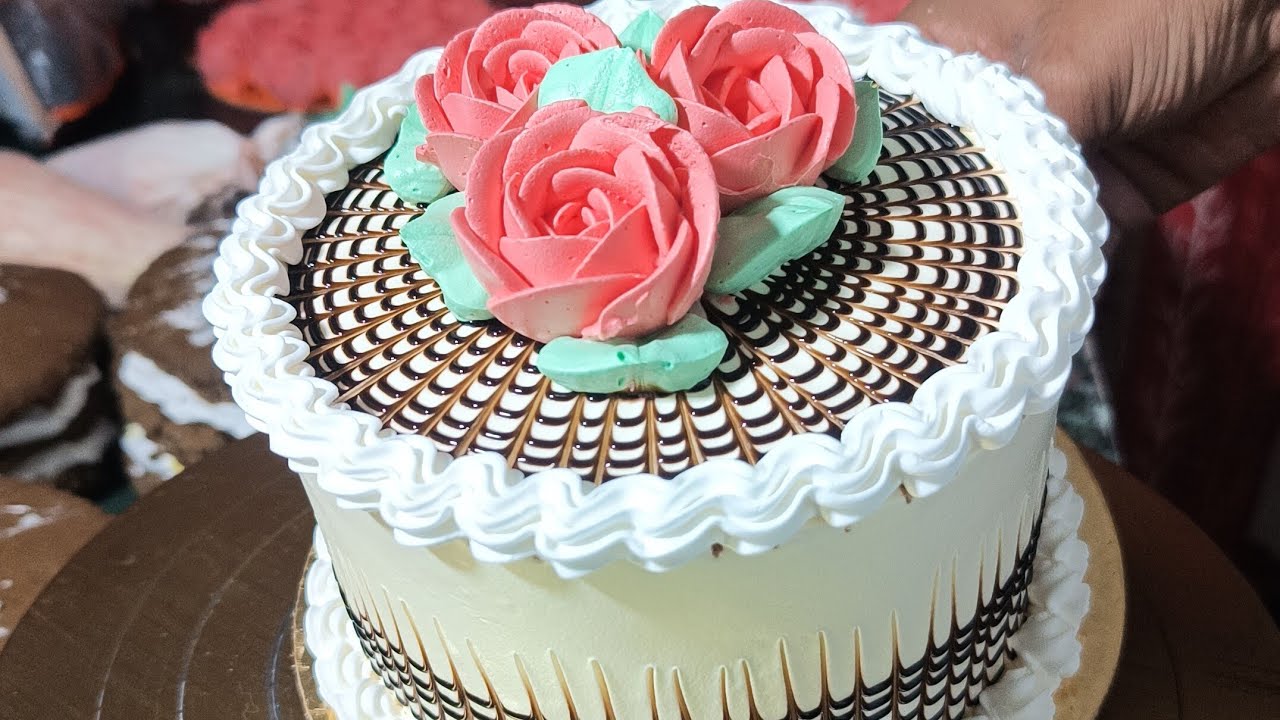 Amazing chocolate cutting cake butterscotch flower cake