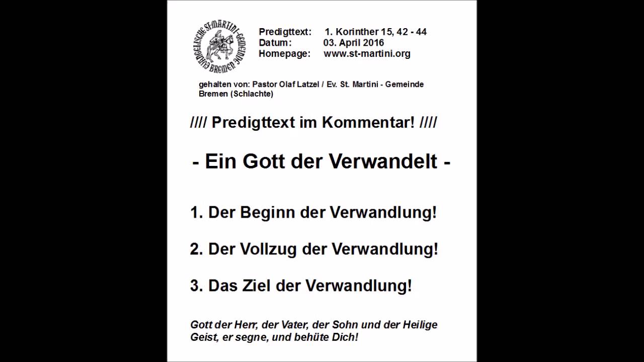 03.04.2016 - Ein Gott der Verwandelt