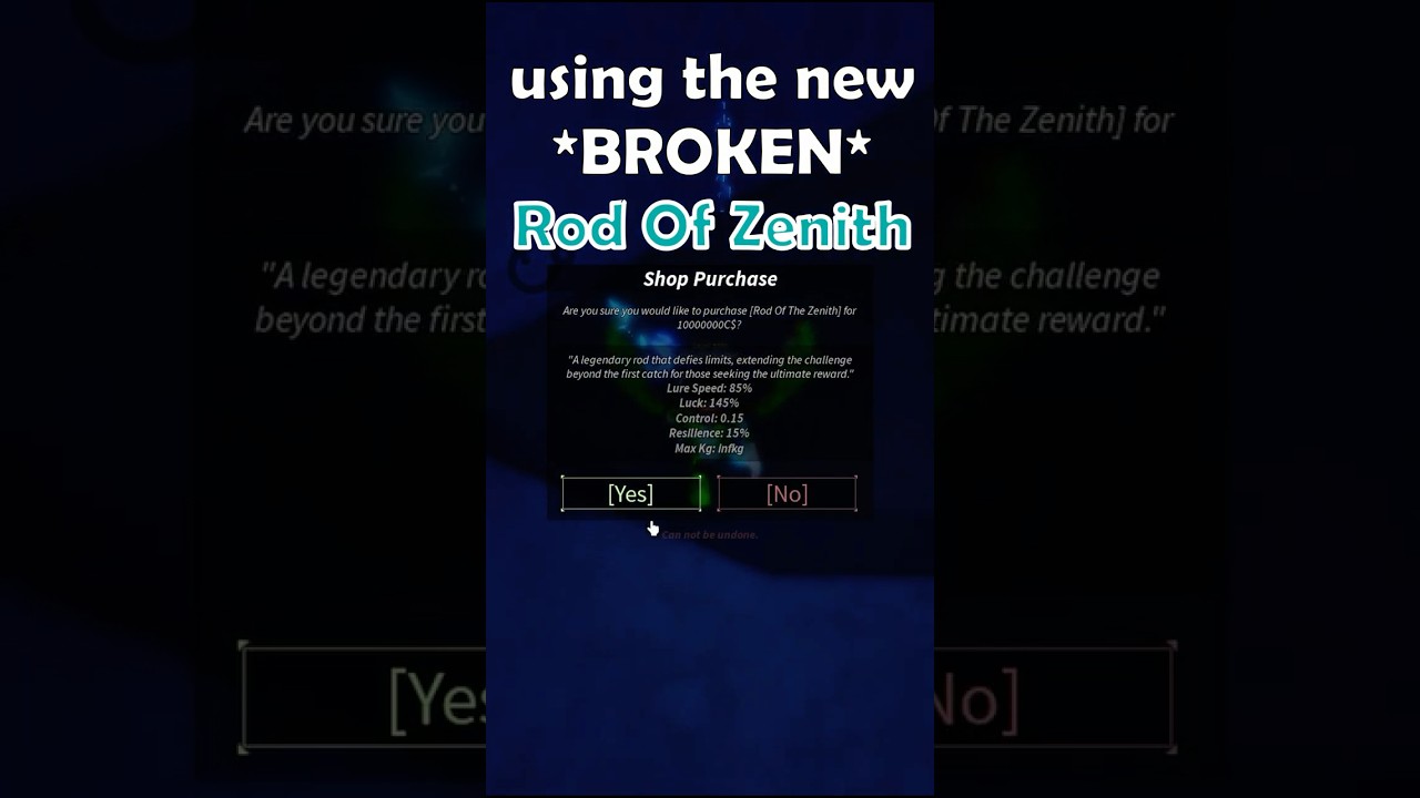 using new $10M Rod Of The Zenith In Fisch! #fisch #roblox #robloxshorts