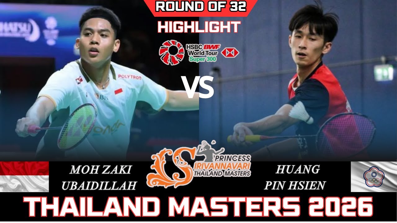 Moh Zaki UBAIDILLAH (INA) vs HUANG Ping Hsien (TPE)[MS]R32 | Thailand Masters 2026 Badminton