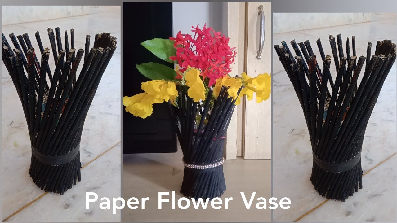 Beautiful flower vase with old news papers # Best out of waste