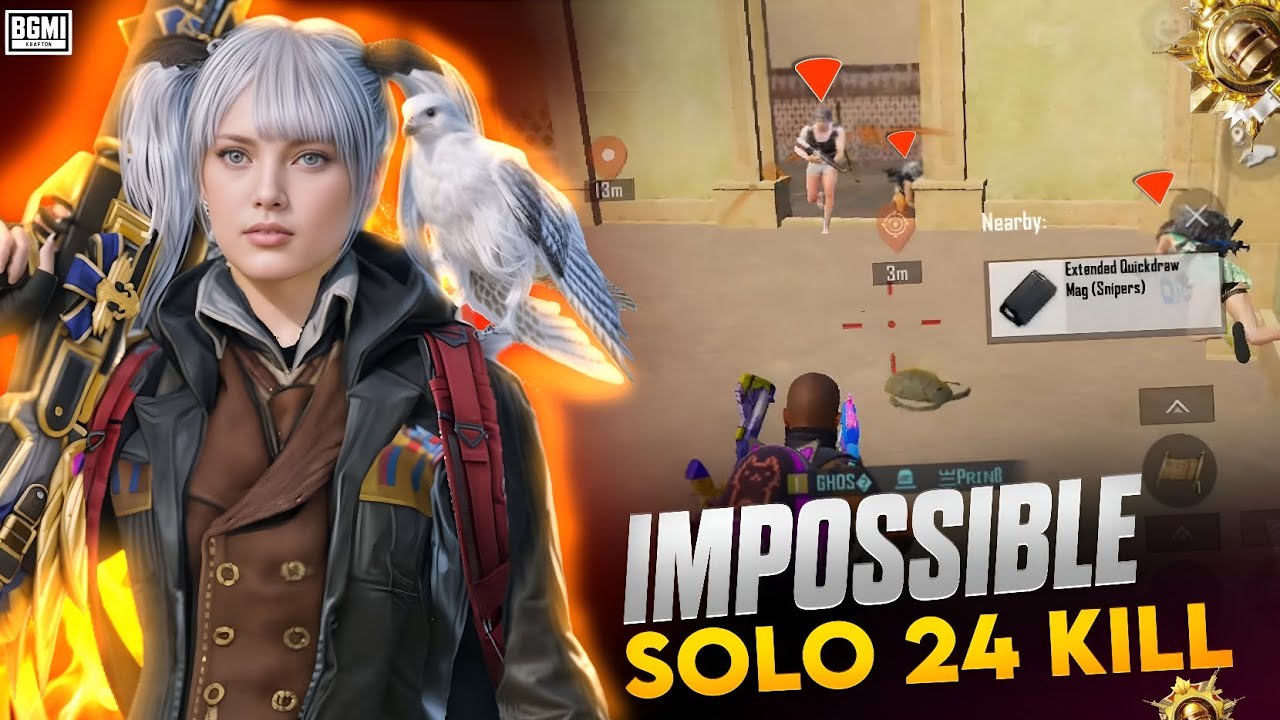 IMPOSSIBLE SOLO 24 KILL | 3 FINGER FASTEST PLAYER | BGMI