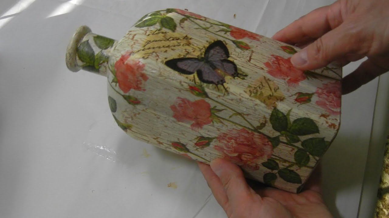 How to Upcycle/Decoupage  Glass Bottles or Jars -- #2