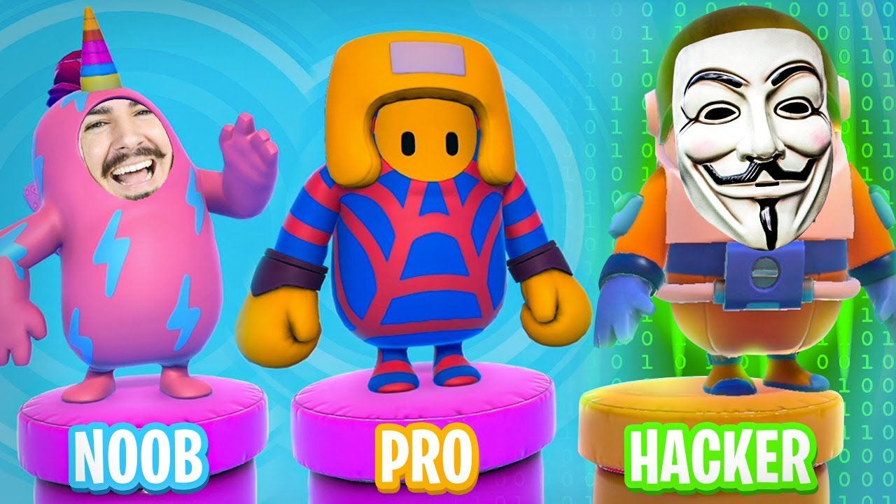 NOOB VS PRO VS HACK NO FALL GUYS!