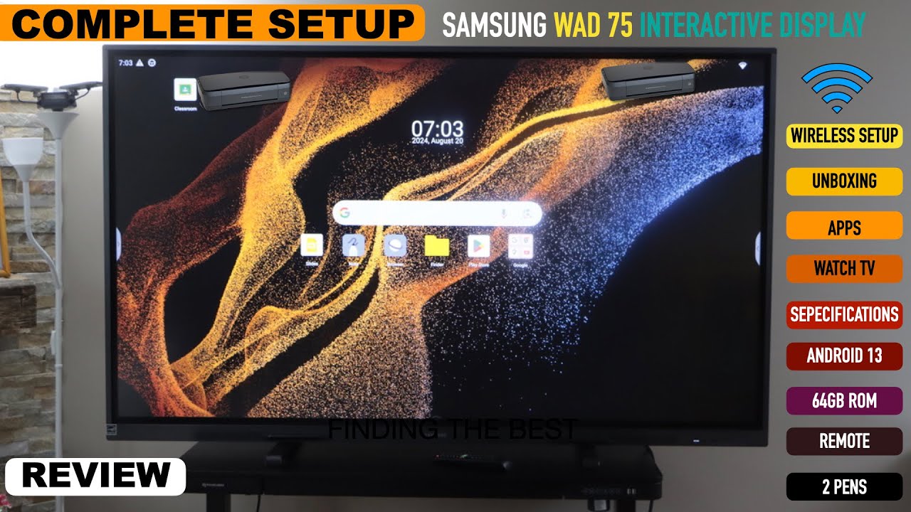 Настройка интерактивного дисплея Samsung WAD 75, распаковка, настройка беспроводной сети, приложе...
