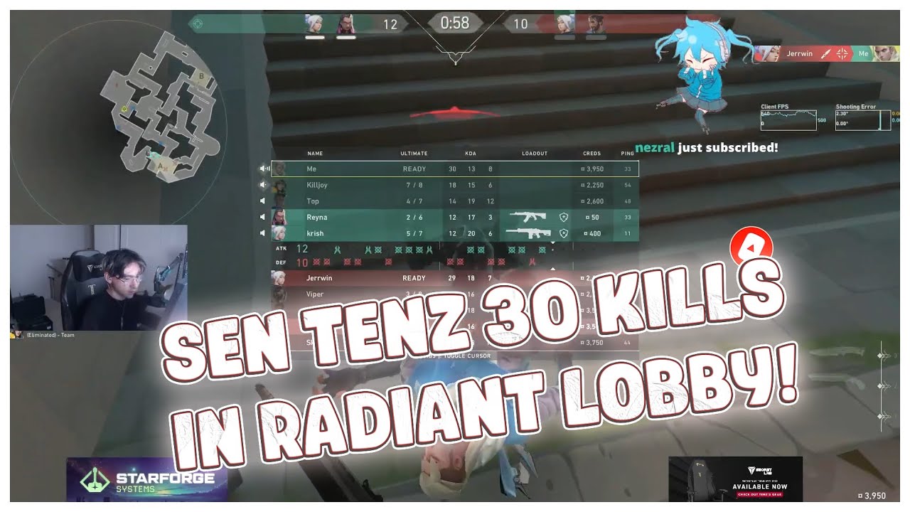 TenZ 30 Kills Smurfing In Radiant Lobby With Sova