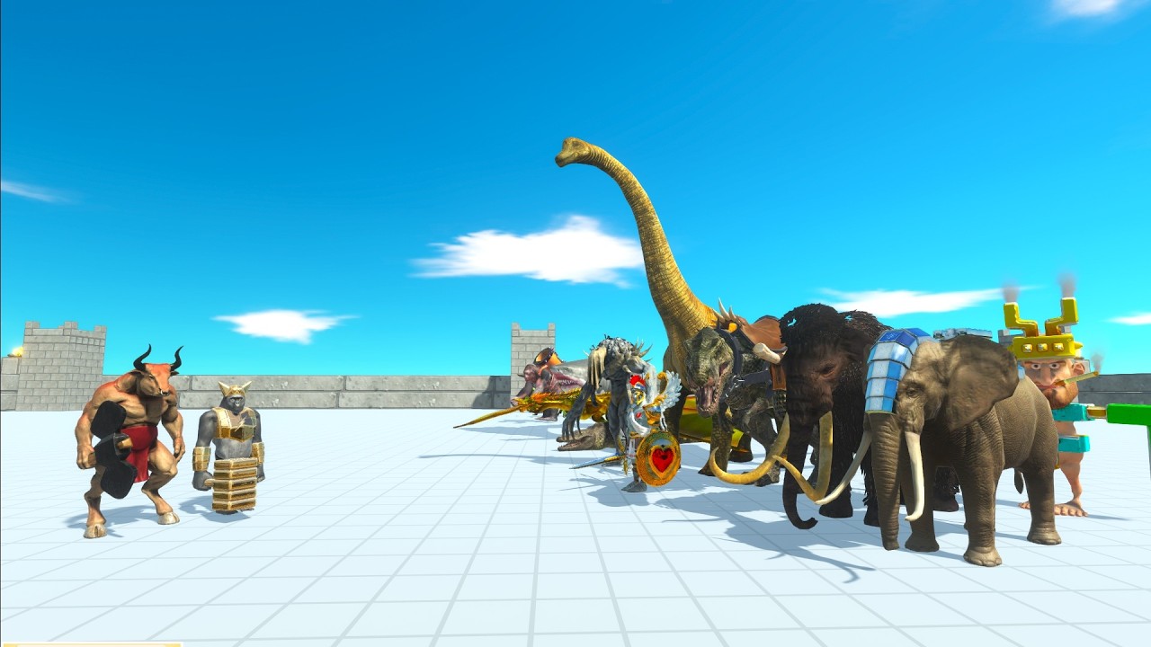 Мотыга Гора с минотавром против всех боссов фракции животных, симулятор битвы