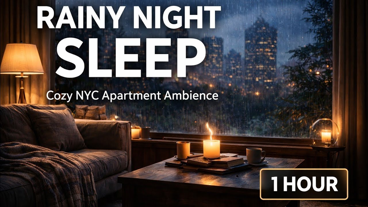 1 Hour Rainy Night in New York City 🌧️ Cozy Apartment Rain Sounds for Sleep & Relaxation
