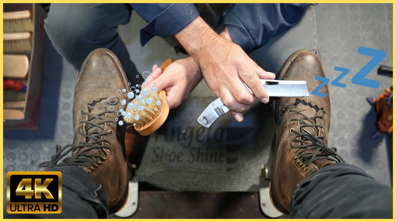 BEST SHOE SHINER?! | ANGELO SHOE SHINE ASMR