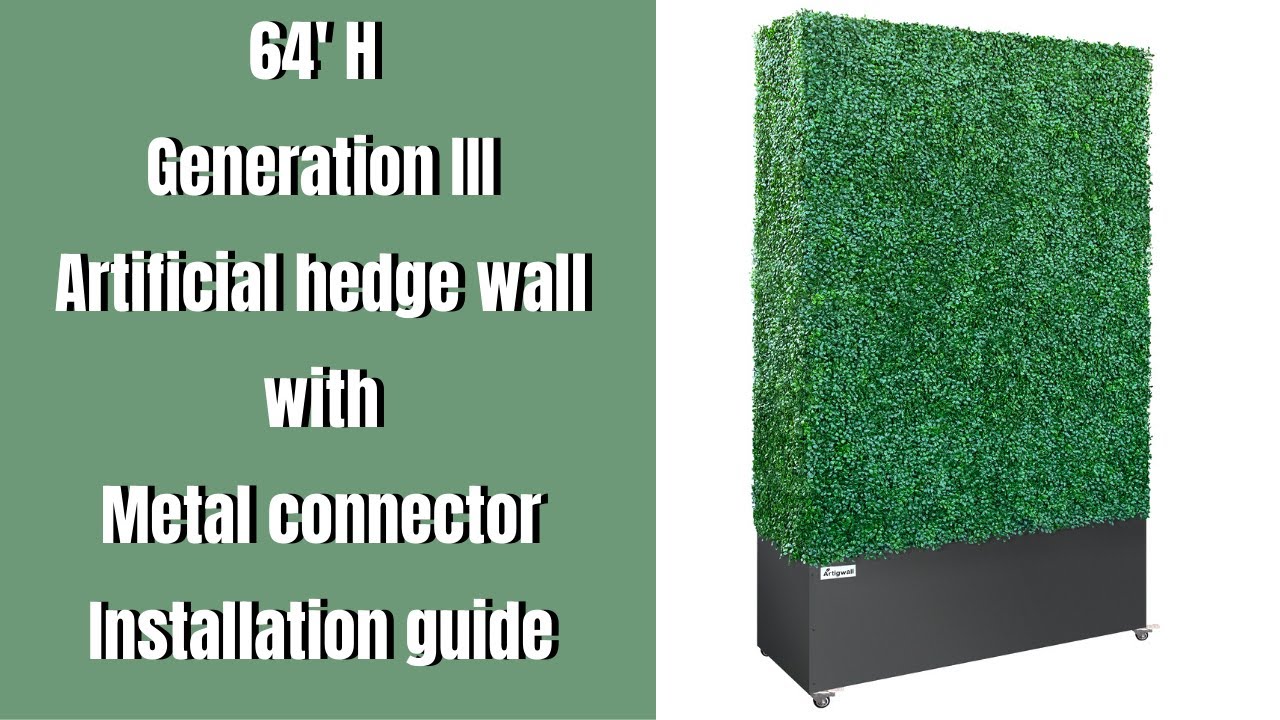 Fake green wall/Artificial boxwood hedge wall installation guide. 64 inch H with metal connector.