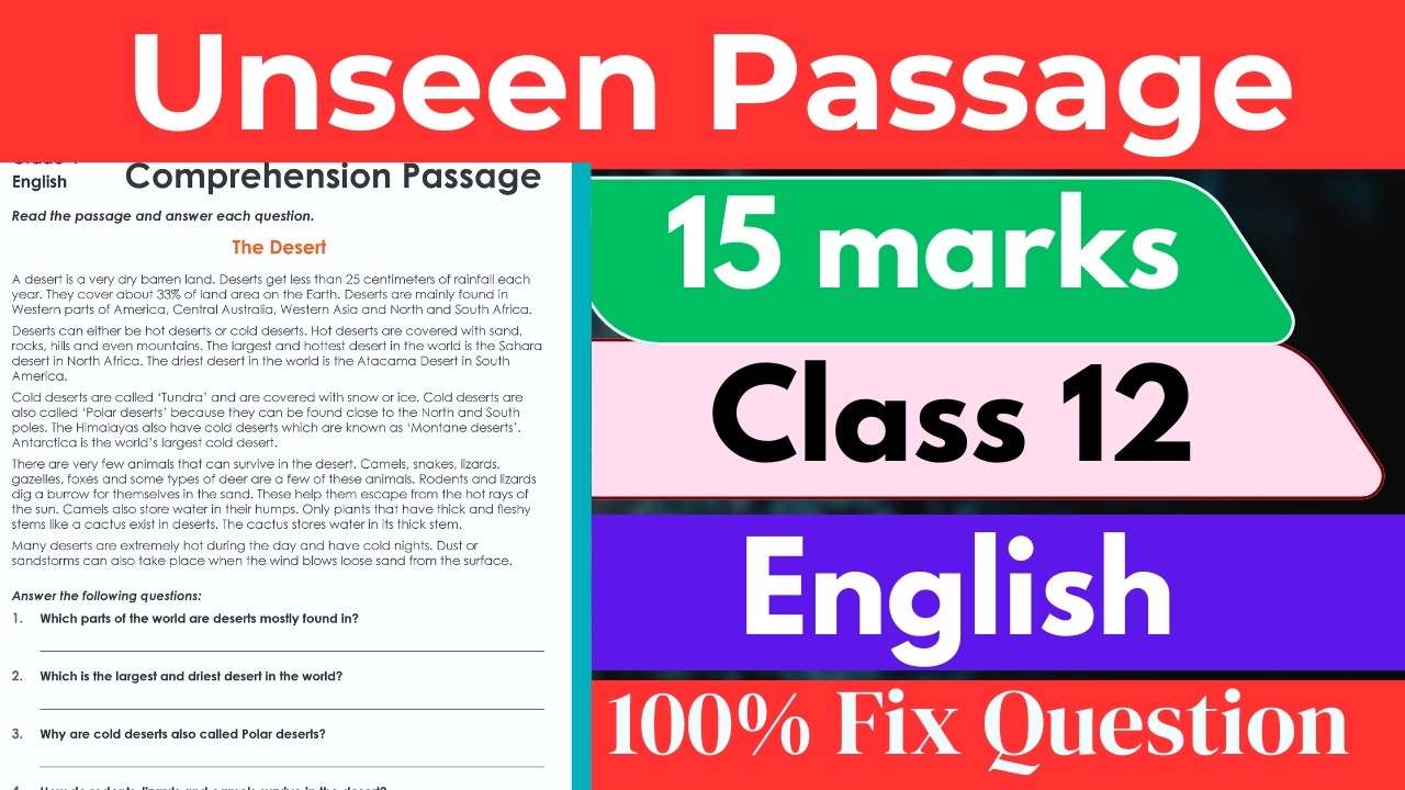 15 marks 🎉 || Unseen Passage 15 Marks Fix || class 12 english model question 2083 solution