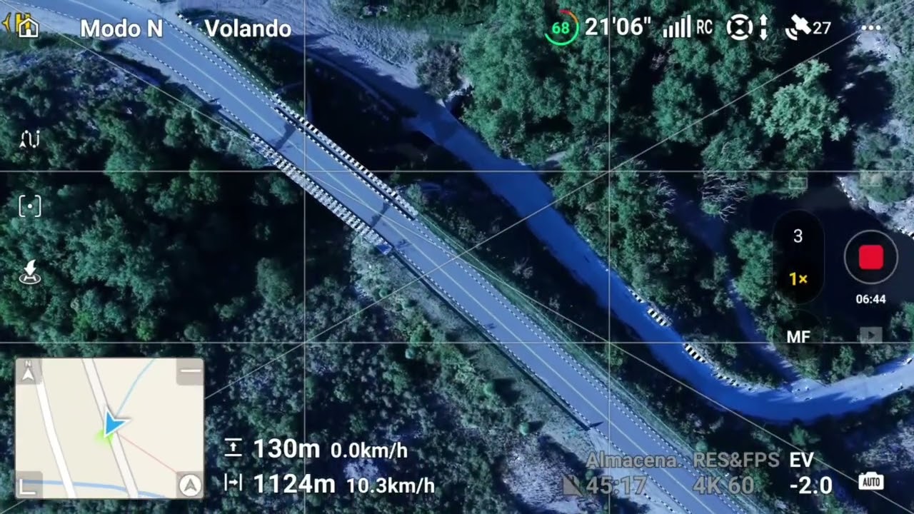 Telemetría de un vuelo con DJI Air 3s sobre el lago Cruz de Piedra, 24/12/25