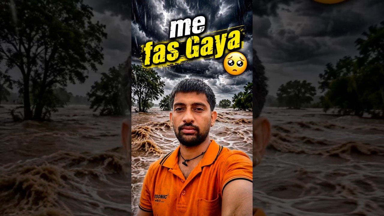 भारी बारिश में Fas Gaya 🥺⛈️ #MeFasGaya #FloodVlog #HeavyRain #shortsfeed #minivlog