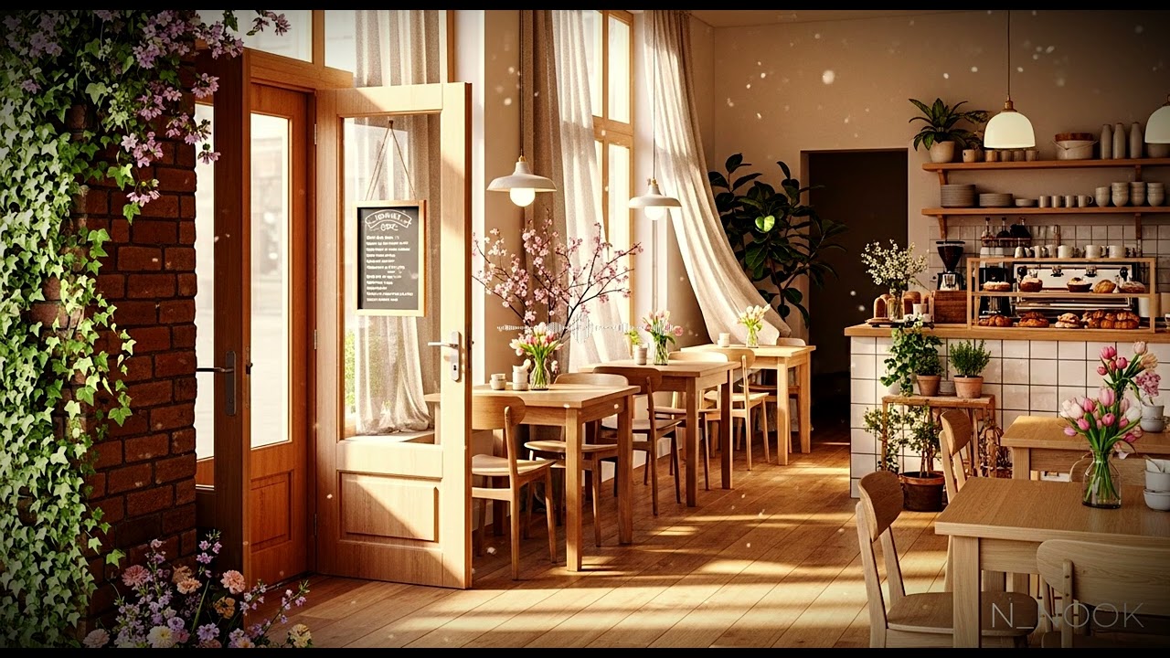 Spring Cafe Jazz Ambience – Cozy Garden Cafe Background Music for Study & Relax