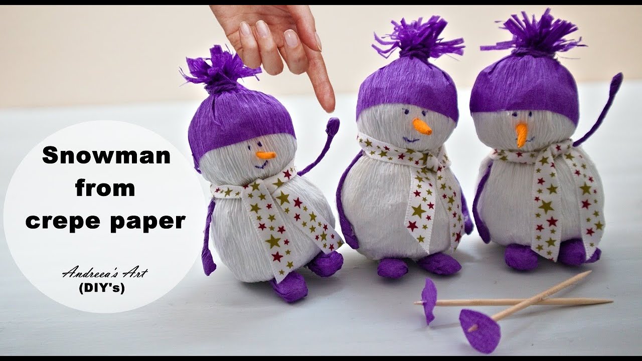 ❄️☃️☃️Om de zapada din hartie creponată Crepe paper Snowman