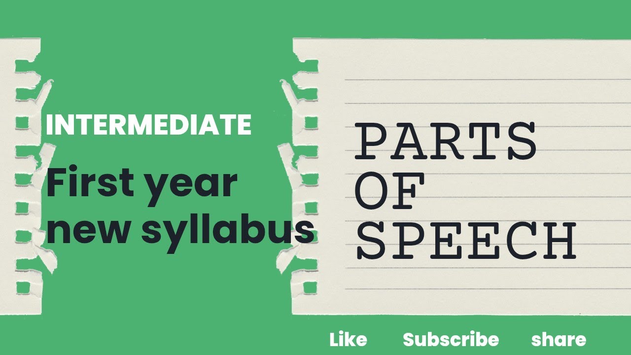 Parts of speech explanation part 1 inter first year new syllabus
