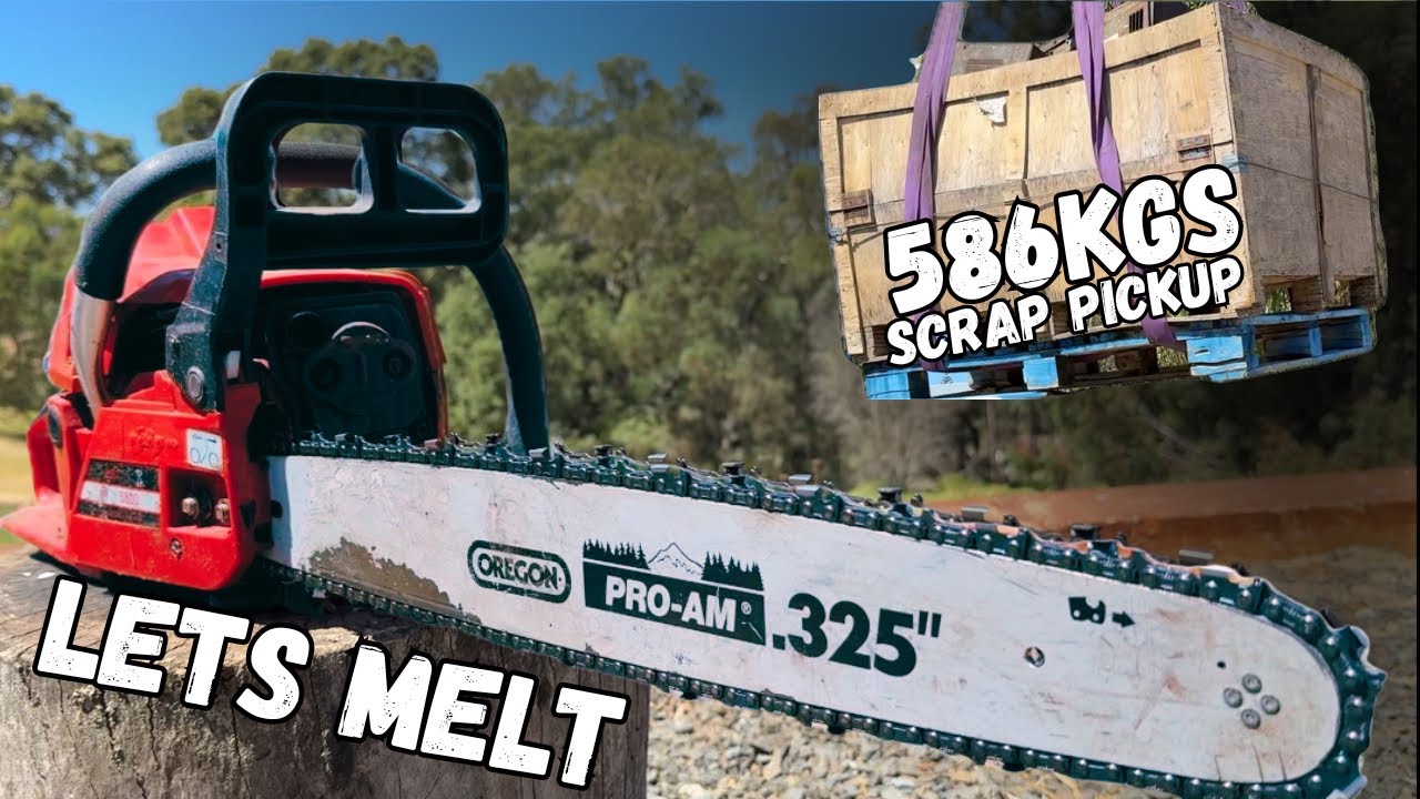 Огромный сбор полутонны металлолома — гранулирование, измельчение и плавка бензопилой — ASMR
