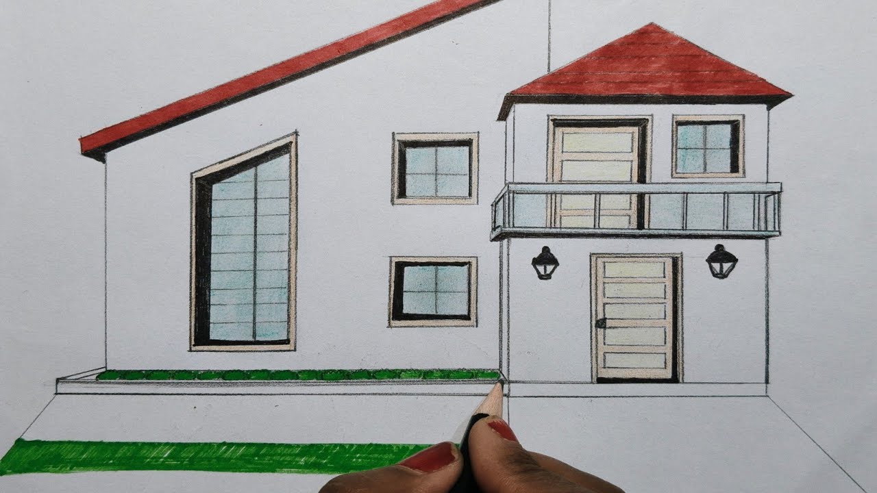 HOW TO DRAW A HOUSE 🏠 IN 1 POINT PERSPECTIVE (30 DAYS HOUSE  DRAWING CHALLENGE FOR 1K SUBSCRIBERS) 