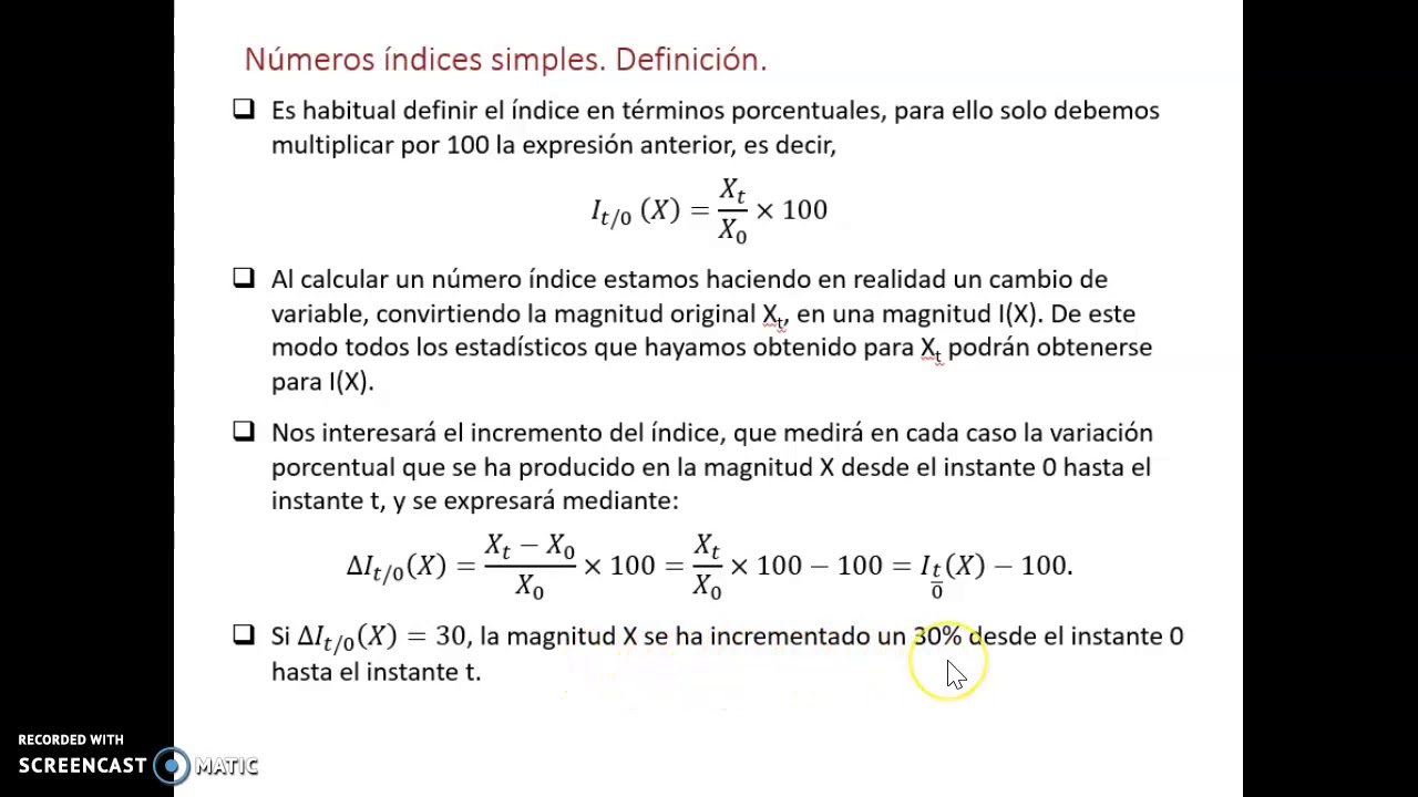 Los números índices. Clasificación y números índices simples