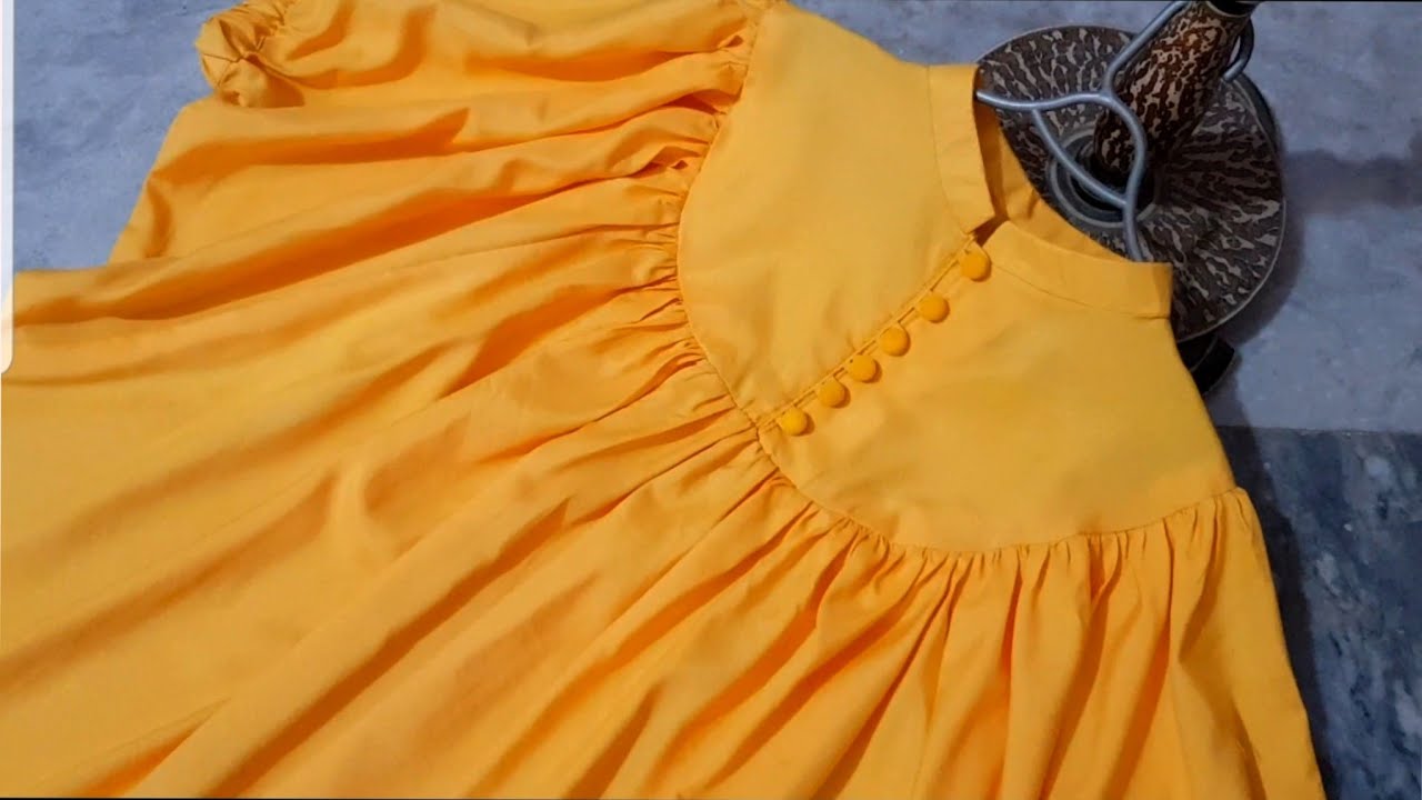 Round yoke top cutting and stitching for little girls