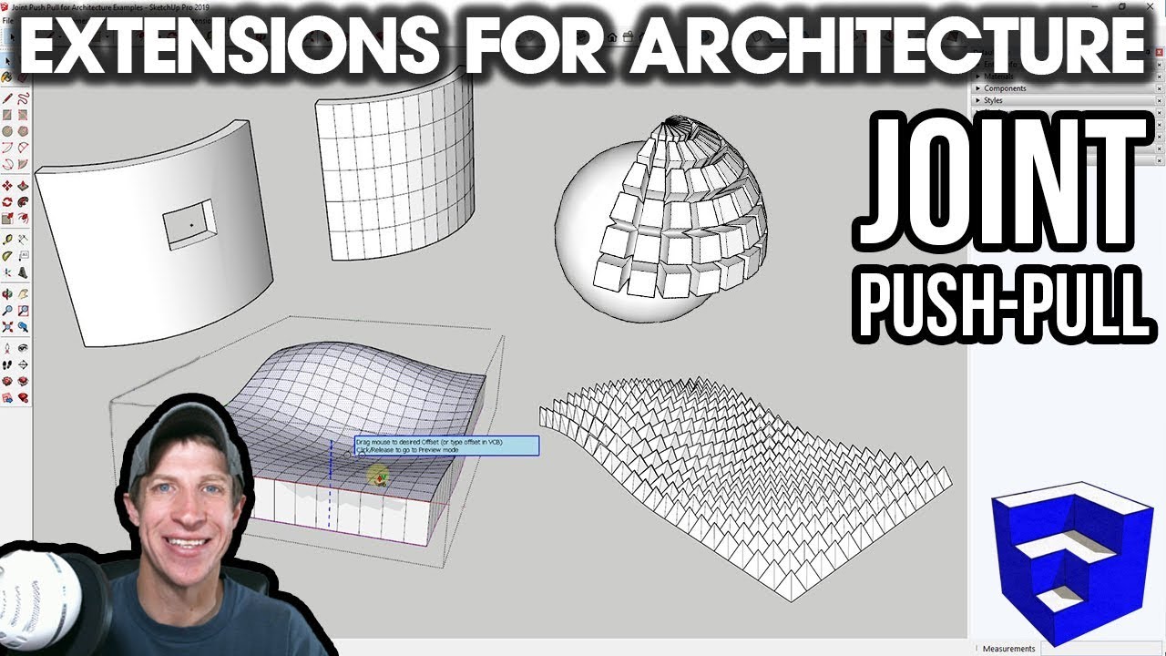 Расширения SketchUp ДЛЯ АРХИТЕКТУРЫ — Изогнутые поверхности Push Pull с помощью Joint Push Pull!