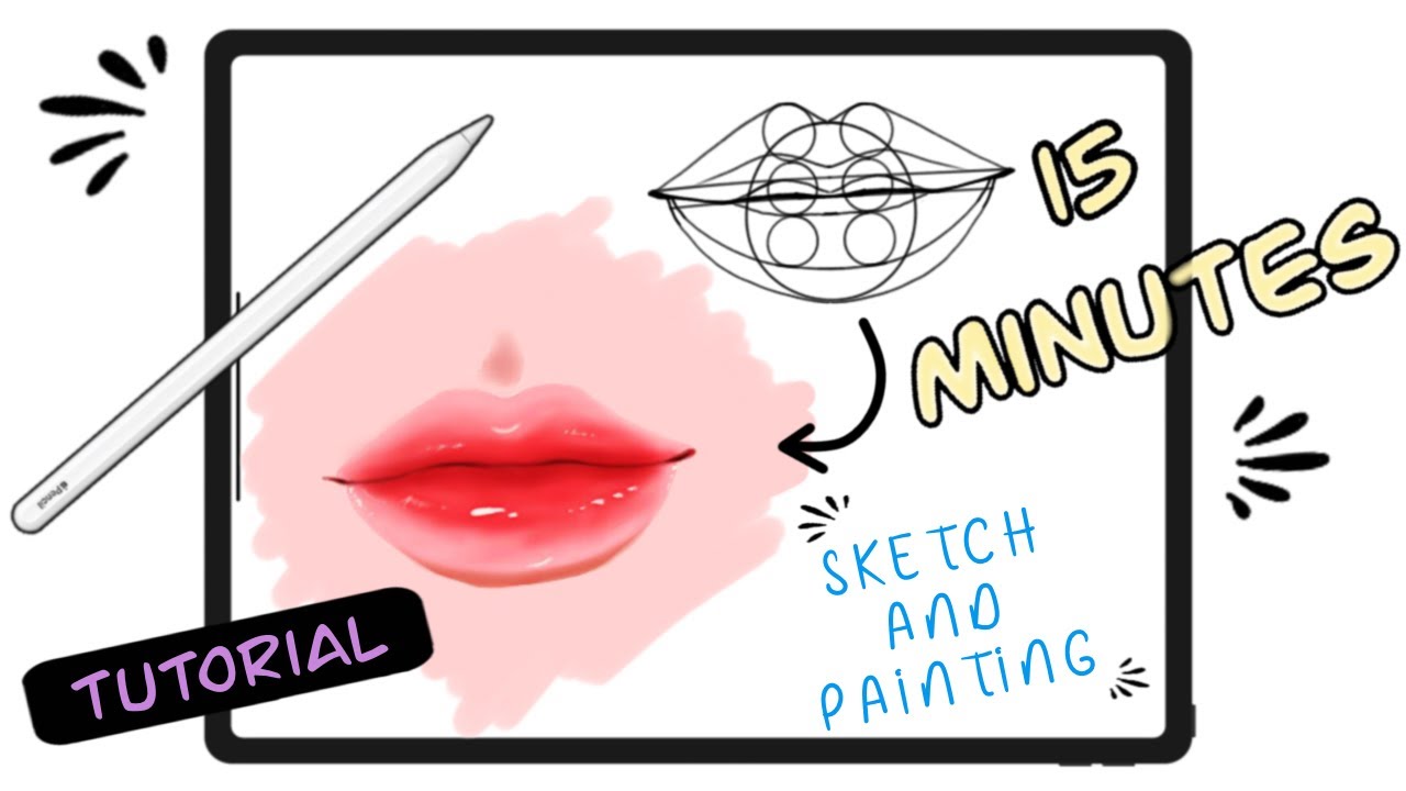 10 minutes You can draw this lips in PROCREATE : tutorial  sketch and painting ( step by step )