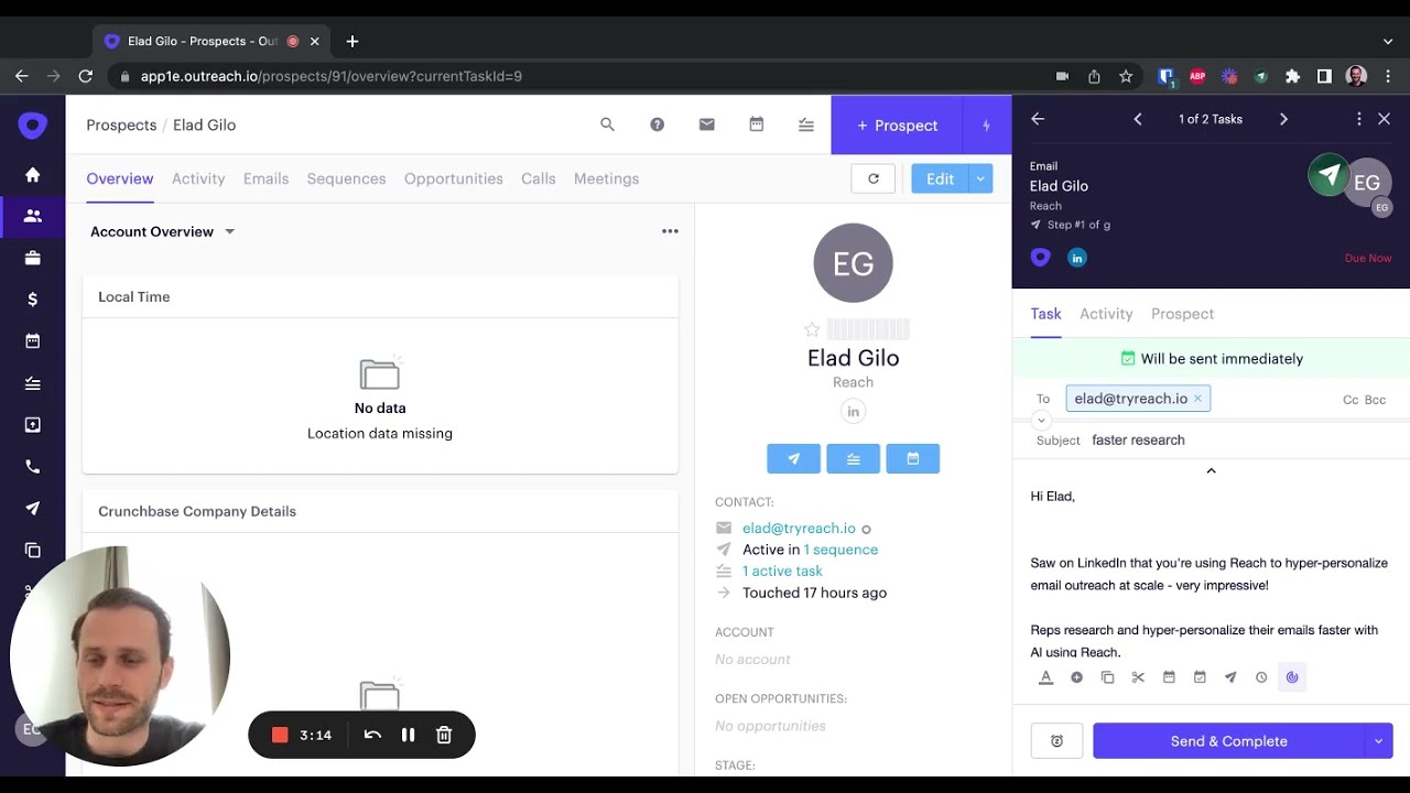 Reach Chrome Extension for Outreach.io