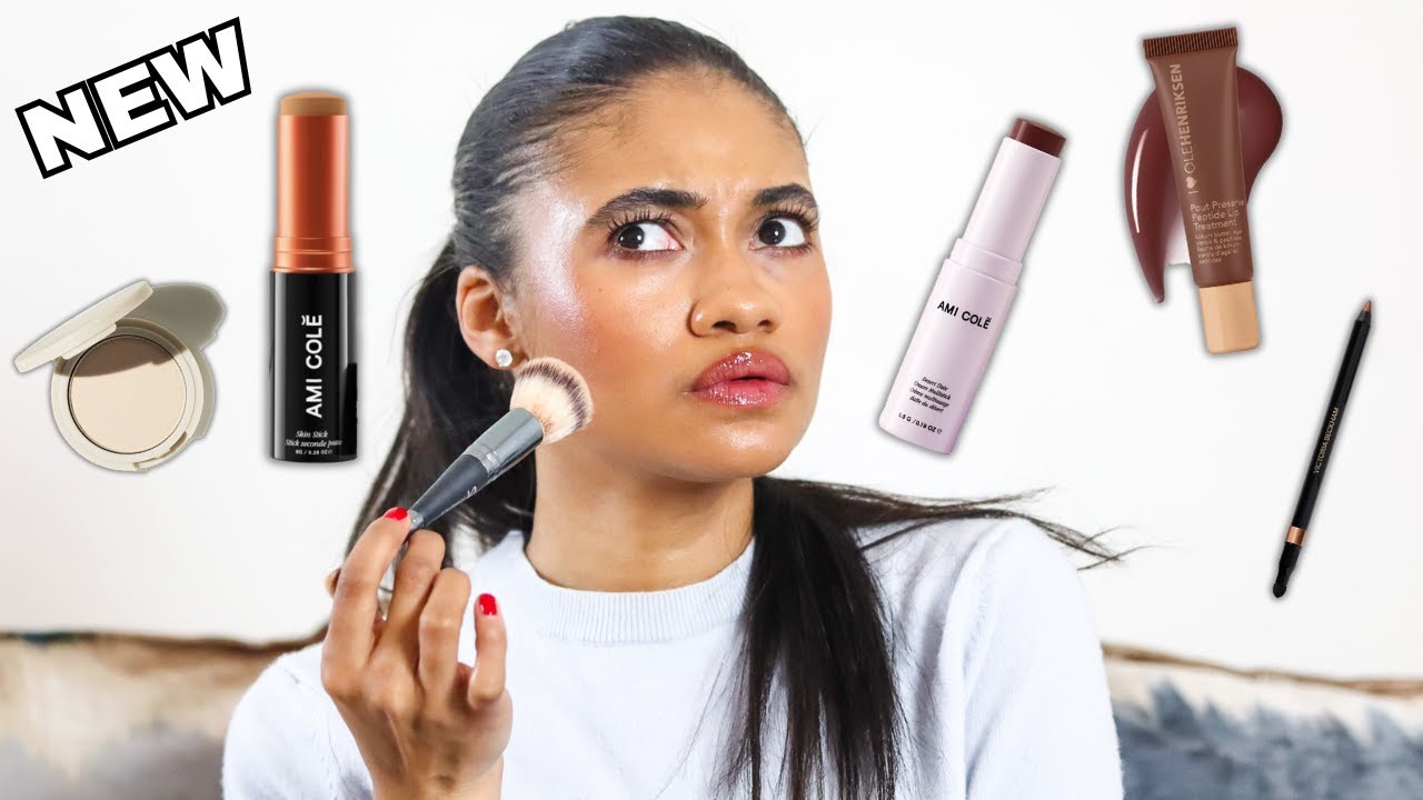 Trying on and reviewing the new Ami Cole Foundation Stick and more! A full face of new makeup to me