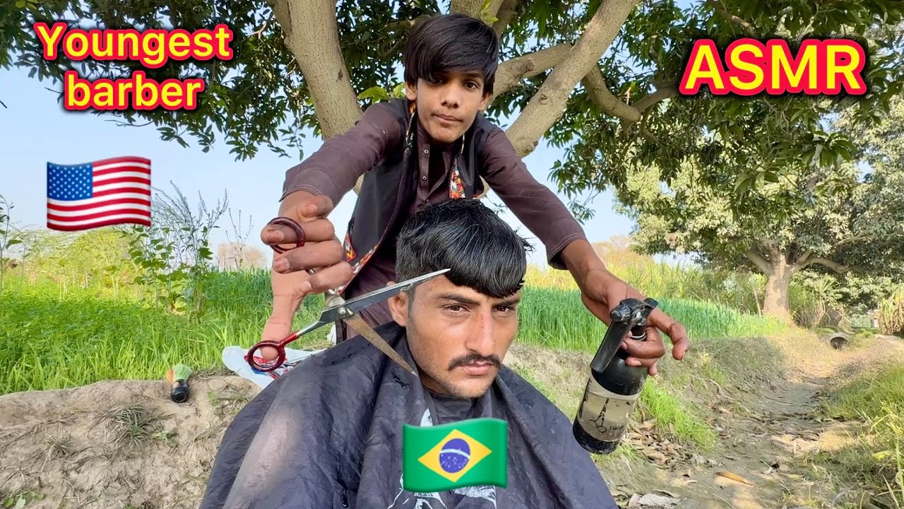 ASMR youngest barber 💈 in the world fast and aggressive haircut 
