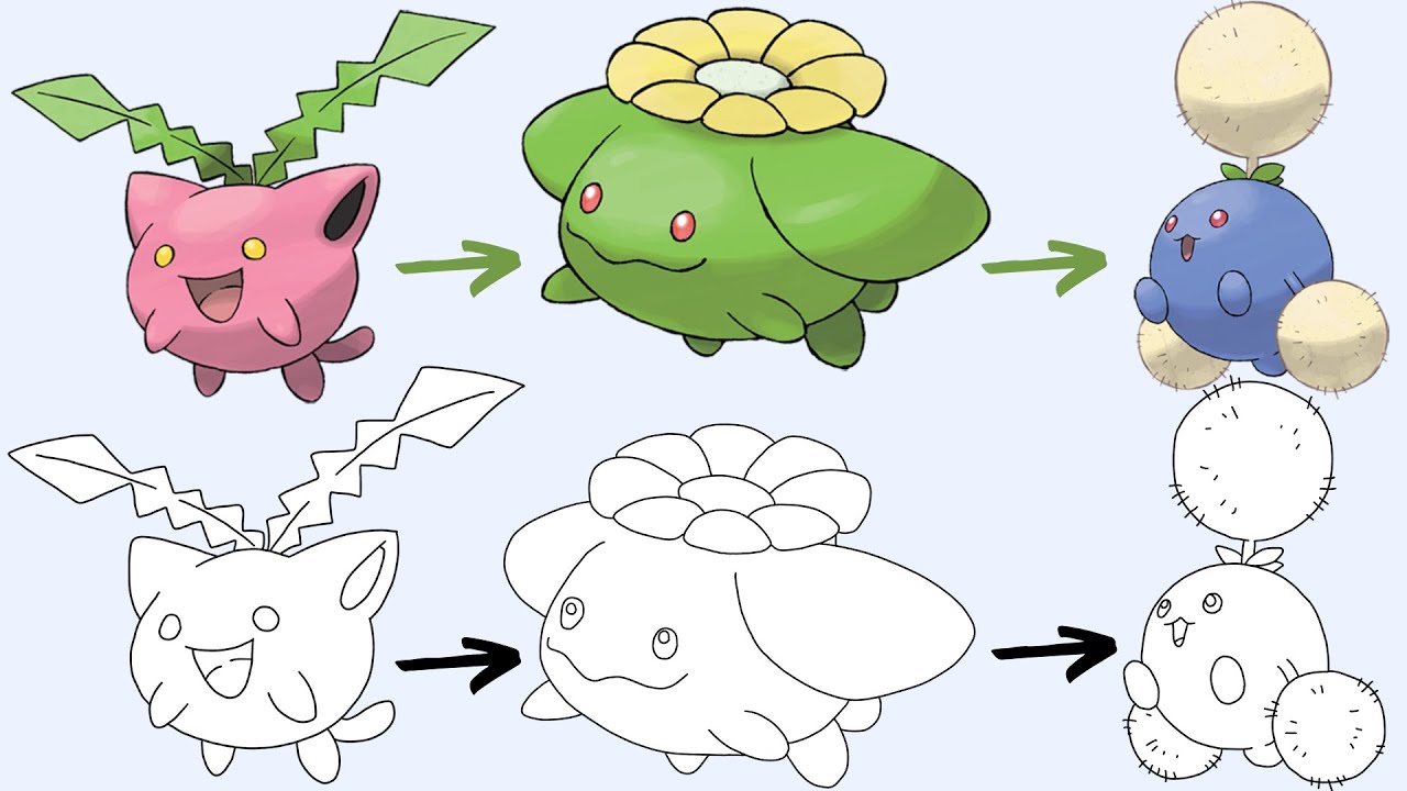 Comment Dessiner LE POK&Eacute;MON GRANIVOL FLORAVOL et COTOVOL | Pokemon Evolution