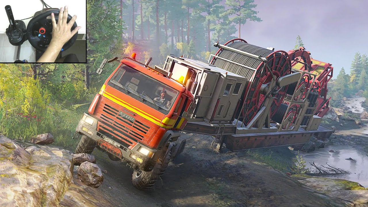 AZOV 64131 Transporting Oversized Coiled Tubing Semi Trailer | Snowrunner G29 Gameplay