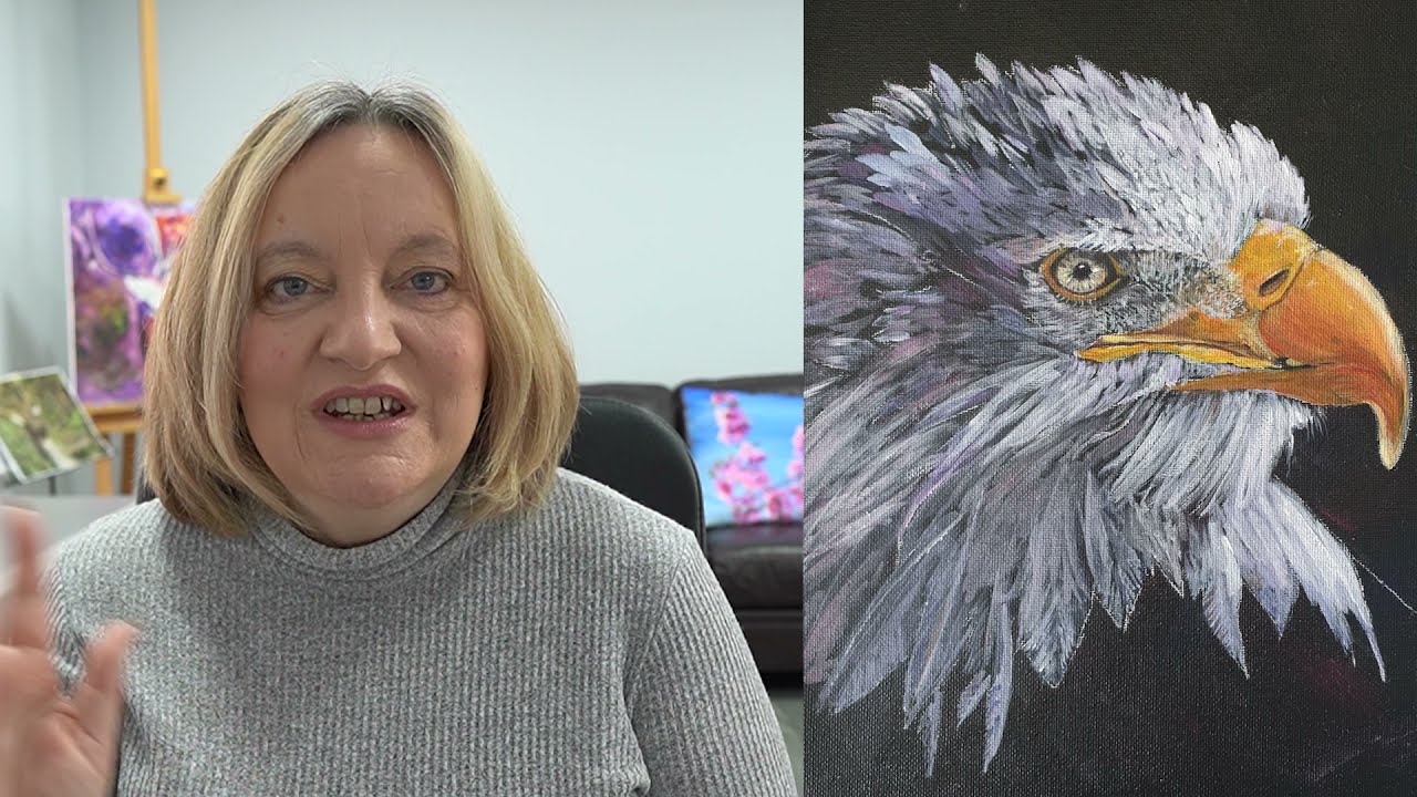 How to Paint a Bald Eagle in Acrylic - Beak, Eye and Feathers