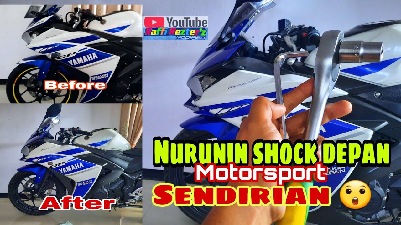 Tutorial nurunin shock depan motor R25 ninja 250fi CBR250rr mt25 moge