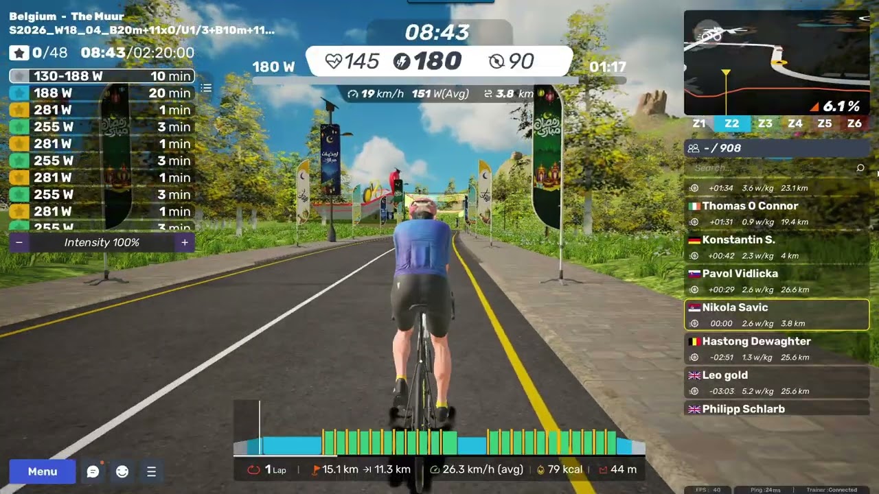 MyWhoosh - Custom workout on The Muur - Over-Under training S2026_W18_04