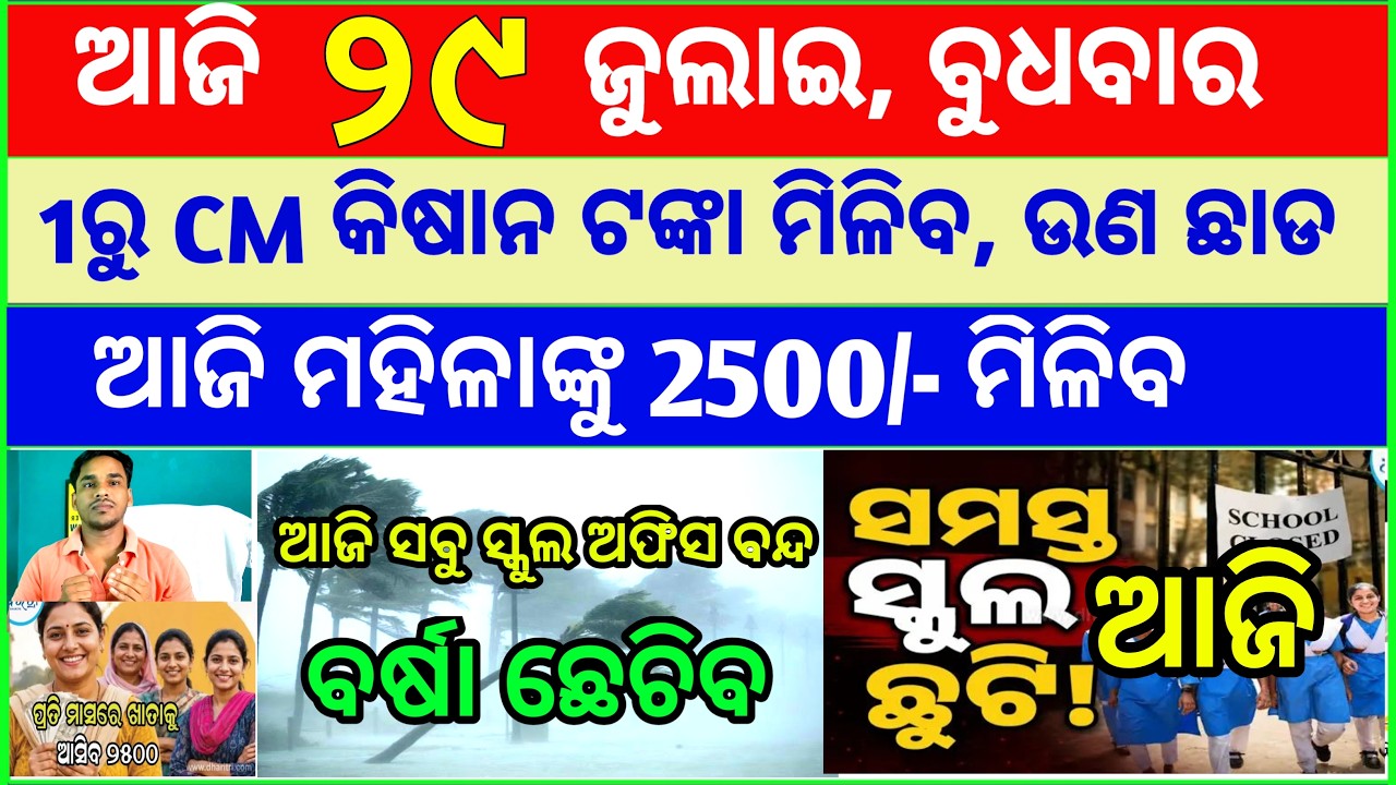 Today's breaking news odisha || Odia News | 29 July 2026 | CM Kisan |subhadra yojana online aply
