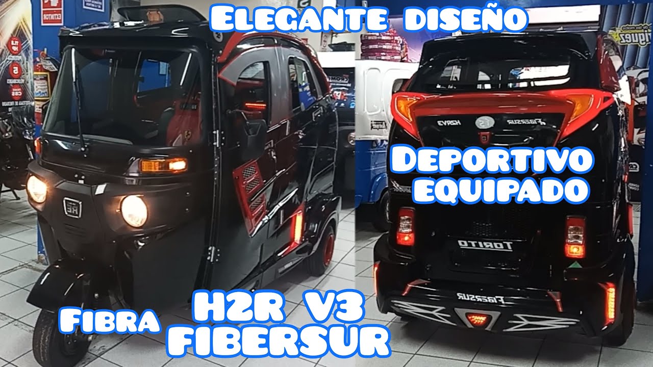 en fibra FIBERSUR H2R V3  ELEGANTE DEPORTIVO EQUIPADO mototaxi BAJAJ CROM UG ULTIMA GENERACION